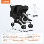 Sulankstomas dvivietis vaikų vežimėlis, juodas - Image 4