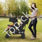 Sulankstomas dvivietis vaikų vežimėlis, juodas - Image 3