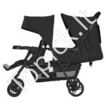 Sulankstomas dvivietis vaikų vežimėlis, juodas - Image 2