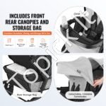 Dvivietis vaikų vežimėlis 1200x535x1020mm, šviesiai pilka/juoda - Image 6