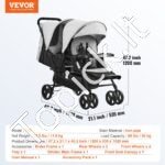 Dvivietis vaikų vežimėlis 1200x535x1020mm, šviesiai pilka/juoda - Image 4