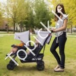 Dvivietis vaikų vežimėlis 1200x535x1020mm, šviesiai pilka/juoda - Image 3