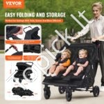 Sulankstomas dvivietis (šoninis) vaikų vežimėlis 82x74x102 cm, juodas - Image 9