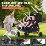 Sulankstomas dvivietis (šoninis) vaikų vežimėlis 82x74x102 cm, juodas - Image 8