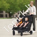 Sulankstomas dvivietis (šoninis) vaikų vežimėlis 82x74x102 cm, juodas - Image 3