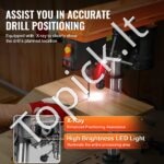 Stalinis gręžtuvas 254 mm, 6,2 A indukcinis variklis, 550 W, 5 greičiai (510-2430 rpm), 0-45° pakreipiamas stalas - Image 7