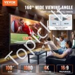100 colių (254 cm) HD 4K projektoriaus ekranas su stovu 16:10 - Image 9