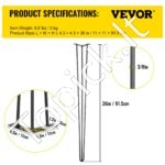 91,5 cm juodos plieninės stalo kojos (4 vnt., 399,16 kg) - Image 3