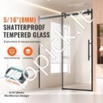 Nerėminės dušo durys 147-150 cm x 190 cm, 8 mm grūdintas stiklas, matinės juodos spalvos - Image 8