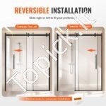 Nerėminės dušo durys 147-150 cm x 190 cm, 8 mm grūdintas stiklas, matinės juodos spalvos - Image 5