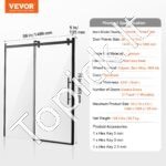 Nerėminės dušo durys 147-150 cm x 190 cm, 8 mm grūdintas stiklas, matinės juodos spalvos - Image 3