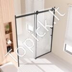 Nerėminės dušo durys 147-150 cm x 190 cm, 8 mm grūdintas stiklas, matinės juodos spalvos - Image 2