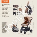 3in1 vaikų kelioninis vežimėlis, autokėdutė, ruda - Image 3