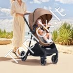 3in1 vaikų kelioninis vežimėlis, autokėdutė, ruda - Image 2