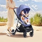 3in1 vaikų kelioninis vežimėlis, autokėdutė, šviesiai mėlyna + juoda - Image 3