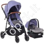 3in1 vaikų kelioninis vežimėlis, autokėdutė, šviesiai mėlyna + juoda - Image 2