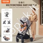 3in1 vaikų kelioninis vežimėlis, autokėdutė, tamsiai pilka + juoda - Image 8