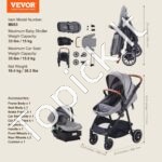 3in1 vaikų kelioninis vežimėlis, autokėdutė, tamsiai pilka + juoda - Image 3