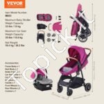 3in1 vaikų kelioninis vežimėlis, autokėdutė, bordo raudona + juoda - Image 3