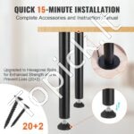 40,6 cm juodos plieninės rašomojo stalo kojos (4 vnt., 544,31 kg talpa) - Image 4