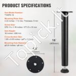 40,6 cm juodos plieninės rašomojo stalo kojos (4 vnt., 544,31 kg talpa) - Image 3