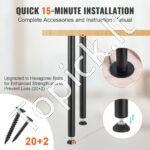 711,2 mm juodos plieninės rašomojo stalo kojos (4 vnt., 544,3 kg talpa) - Image 4