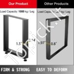 Juodos metalinės stalo kojos, 2 vnt., 60x72cm. - Image 6