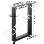 Juodos metalinės stalo kojos, 2 vnt., 60x72cm. - Image 2
