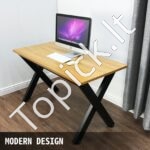 Juodos metalinės stalo kojos 72x60 cm, X rėmo stilius. - Image 4