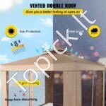 3 × 3 m ruda pavėsinė su tinkleliu, plieno rėmu ir dviejų pakopų stogu. - Image 8