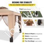 3 × 3 m ruda pavėsinė su tinkleliu, plieno rėmu ir dviejų pakopų stogu. - Image 7