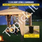 3 × 3 m ruda pavėsinė su tinkleliu, plieno rėmu ir dviejų pakopų stogu. - Image 6