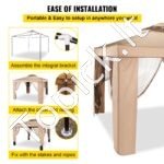 3 × 3 m ruda pavėsinė su tinkleliu, plieno rėmu ir dviejų pakopų stogu. - Image 5