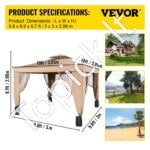 3 × 3 m ruda pavėsinė su tinkleliu, plieno rėmu ir dviejų pakopų stogu. - Image 4