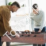 Rankinio futbolo stalas 140 cm su dveis puodelių laikikliais - Image 8