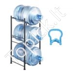 Vandens ąsočio laikiklis, vienos eilės, 3 buteliai, juodas.