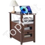 Šoninis staliukas su USB lizdu ir laikymo spinta, naktinis staliukas.