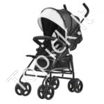 Vaikiškas vežimėlis su reguliuojama nugaros atrama, juodas/baltas