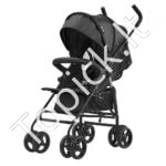 Vaikiškas vežimėlis su reguliuojama nugaros atrama, juodas