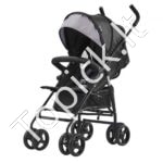 Vaikiškas vežimėlis su reguliuojama nugaros atrama, juodas/pilkas