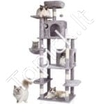 Kačių draskyklė su nameliais 174 cm šviesiai pilkas