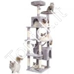 Kačių draskyklė su nameliais 183 cm pilkos spalvos