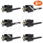 Durų rankenos 6 vnt, matinės juodos, neužrakinamos