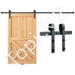 Stumdomų tvarto durų furnitūra, 244 cm, 150 kg, J-formos skriemulys