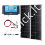 200W monokristalinių saulės kolektorių rinkinys 2 vnt. su įkrovimo valdikliu