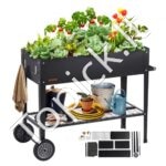 Metalinė sodo dėžė su ratukais 108x49,5x80cm