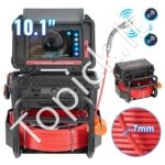 Kanalizacijos kamera, 50 m, savaime išsilyginanti, su 25,6 cm jutikliniu ekranu.