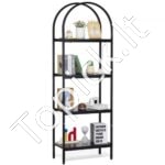 4 lygių kaimiško stiliaus metalinė stacionari knygų lentyna, 1,8 m.