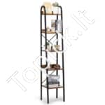 5 lygių trapecinė metalinė knygų lentyna, tinkama svetainei