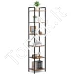 6 lygių rustic stiliaus metalinė knygų lentyna, 30x40x187 cm